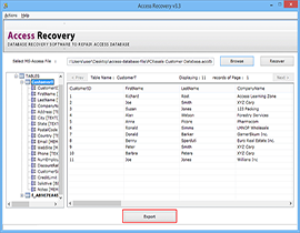 Recovered Access Database tables